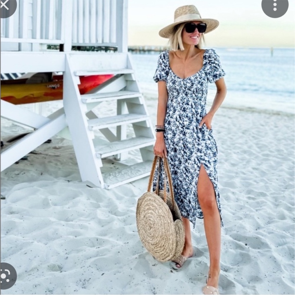 Abercrombie Smocked Blue Floral Midi Dress (NWT)